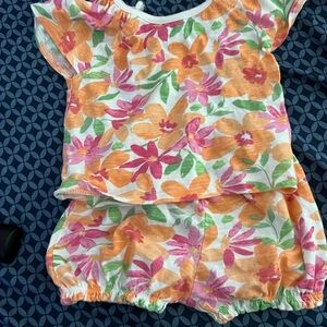 Floral Kids Outfit - Orange, Pink, Green